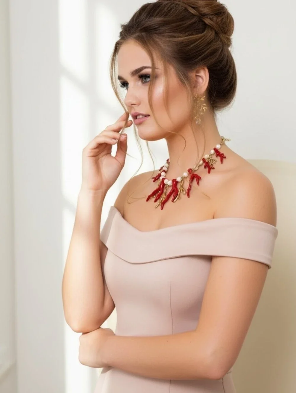 ❤️▪️House of Harlow ▪️1960 Red Coral Branch 18in Natural Shell Necklace